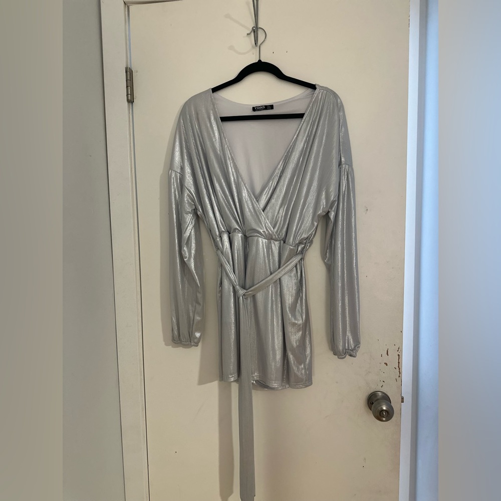 YOINS Sequin Rompers for Women Long Sleeve Jumpsuits V Neck Size XXL